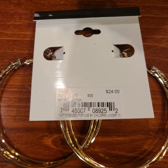 Nine West Hoop Gold Earrings - Picture 4 of 8